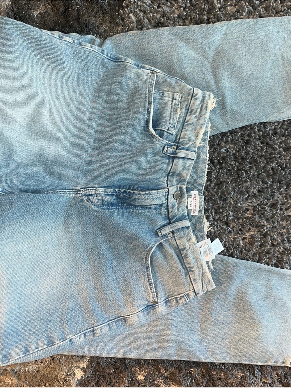 Good American Good Icon Inseam Slit Jeans Blue Waist 28